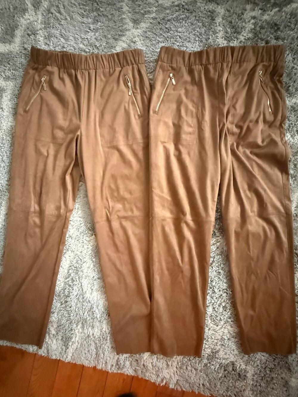 Melanie Lyne Camel Faux Suede Pull-On Pants – Sizes 10 & 12